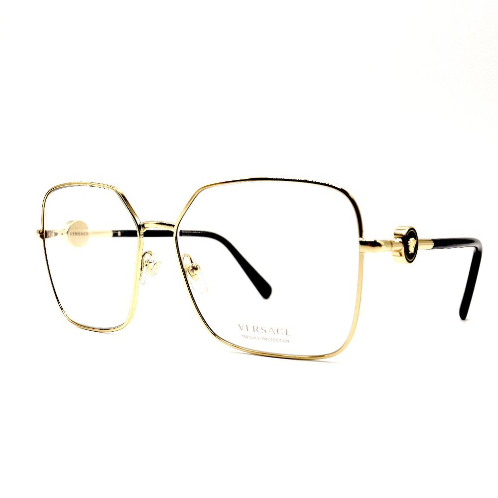 NEW VERSACE VE2227 10021W GOLD BLACK CLEAR LENS AUTHENTIC SUNGLASSES - Picture 3 of 6